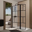 AURLANE - Paroi de Douche avec Volet Pivotant 90+40x195cm - Verre 8mm Anticalcaire - Motifs et Profilés Noir - vignette