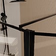 AURLANE - Paroi de Douche avec Volet Pivotant 90+40x195cm - Verre 8mm Anticalcaire - Motifs et Profilés Noir - vignette
