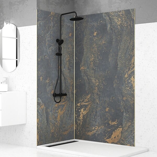AURLANE - Profilé d’angle en Aluminium Finition Or Brossé pour Panneaux Muraux - 15x15x2100 mm - large