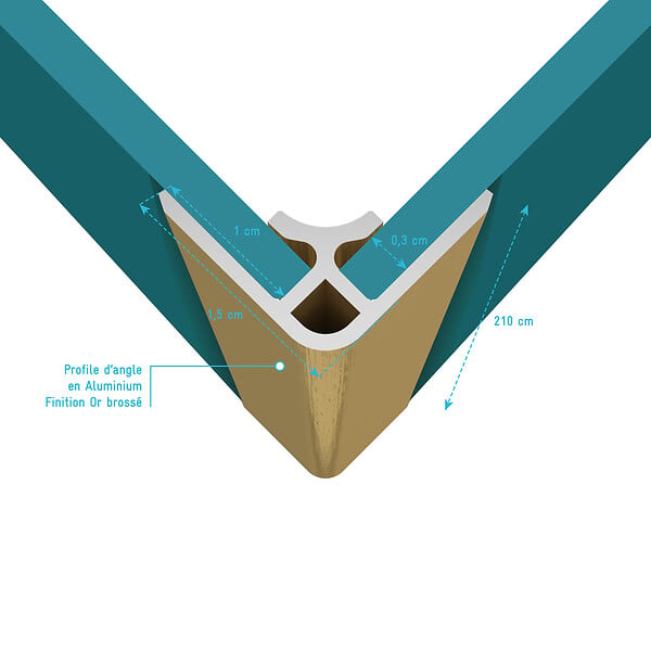 AURLANE - Profilé d’angle en Aluminium Finition Or Brossé pour Panneaux Muraux - 15x15x2100 mm - large