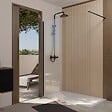AURLANE - Paroi de Douche 140x200cm en Verre Trempé Transparent 8mm Anticalcaire - Profilé Noir Mat - LINA - vignette