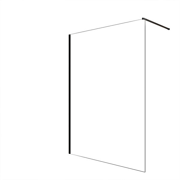 AURLANE - Paroi de Douche 140x200cm en Verre Trempé Transparent 8mm Anticalcaire - Profilé Noir Mat - LINA - large