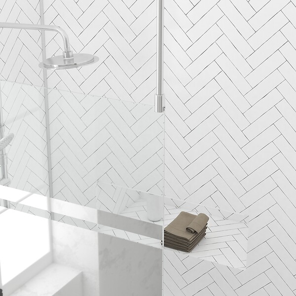 AURLANE - Paroi de Douche 100x200cm Miroir - Profilé + Barre Plafond Finition Chrome - FREEDOM 2 MIRROR - large