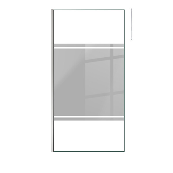 AURLANE - Paroi de Douche 100x200cm Miroir - Profilé + Barre Plafond Finition Chrome - FREEDOM 2 MIRROR - large