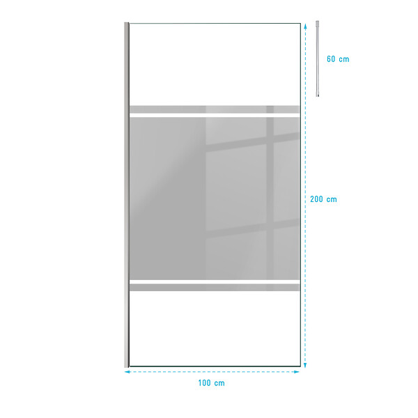 AURLANE - Paroi de Douche 100x200cm Miroir - Profilé + Barre Plafond Finition Chrome - FREEDOM 2 MIRROR - large