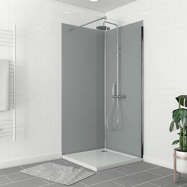 AURLANE - Pack 2 Panneaux muraux Silver 90x210cm avec Profilés Chrome - WALL'IT - large
