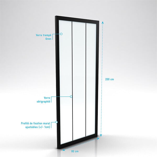 AURLANE - Paroi retour pour porte de douche - 80x200 cm - CRUSHX RETOUR 80CM - large