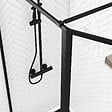 AURLANE - Paroi de Douche avec Volet Pivotant - Cadre et Bras Alu. NOIR MAT - 100+40x200cm - DARK CONTOURING - vignette