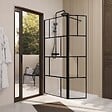 AURLANE - Paroi de Douche avec Volet Pivotant 80+40x195cm - Verre 8mm Anticalcaire - Motifs et Profilés Noir - vignette