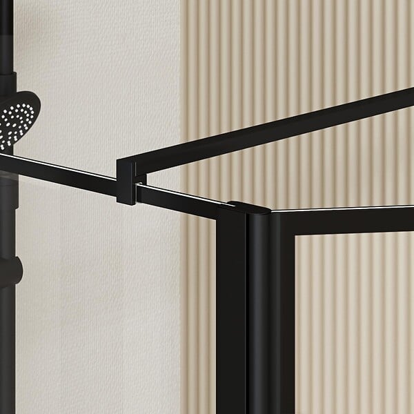 AURLANE - Paroi de Douche avec Volet Pivotant 80+40x195cm - Verre 8mm Anticalcaire - Motifs et Profilés Noir - large