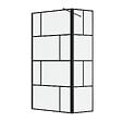 AURLANE - Paroi de Douche avec Volet Pivotant 80+40x195cm - Verre 8mm Anticalcaire - Motifs et Profilés Noir - vignette