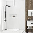AURLANE - Paroi de Douche 100x200cm Verre Transparent - Profilé + Barre Plafond Noire - FREEDOM 2 BLACK - vignette