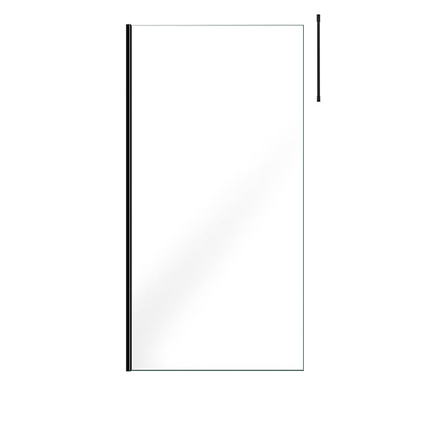 AURLANE - Paroi de Douche 100x200cm Verre Transparent - Profilé + Barre Plafond Noire - FREEDOM 2 BLACK - large