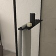 AURLANE - Paroi de Douche Noir Mat 90x200cm - Porte-serviette et étagère - DARK CONTOURING SHELF - vignette