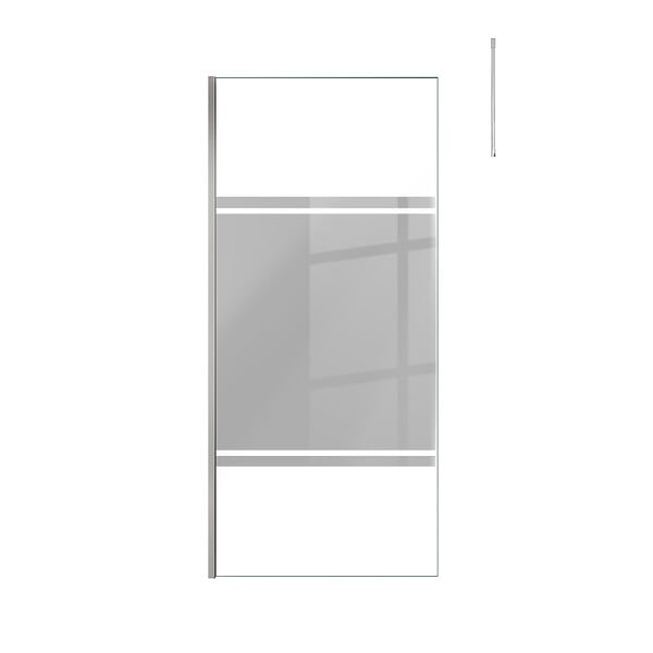 AURLANE - Paroi de Douche 90x200cm Miroir - Profilé + Barre Plafond Finition Chrome - FREEDOM 2 MIRROR - large