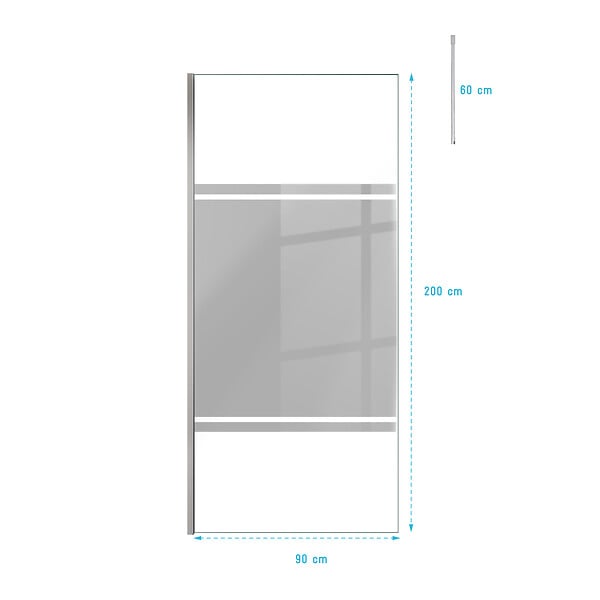 AURLANE - Paroi de Douche 90x200cm Miroir - Profilé + Barre Plafond Finition Chrome - FREEDOM 2 MIRROR - large