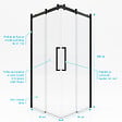 AURLANE - Porte de douche coulissante type industriel ouverture d'angle profiles noir mat - verre trempe 8mm - vignette