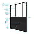AURLANE - Paroi de douche 140x200 cm type Verriere - Verre trempe et Structure aluminium noir mat - vignette