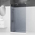 AURLANE - Paroi de Douche 120x200cm Verre Fumé 8mm - Barre de Fixation Extensible et Profil Chrome - vignette