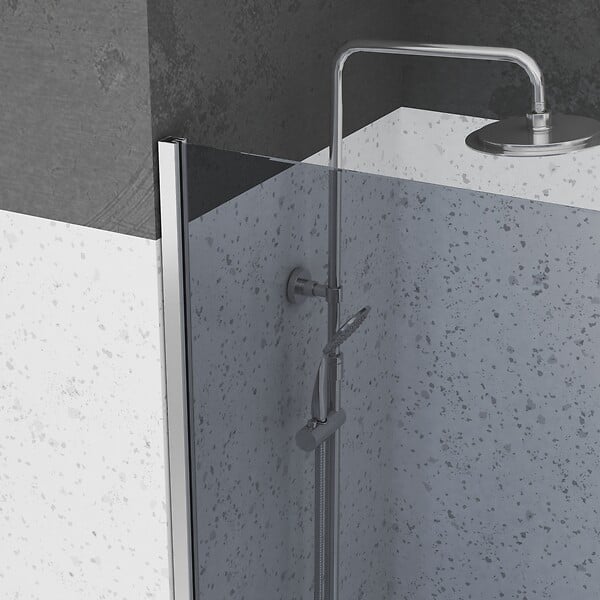 AURLANE - Paroi de Douche 120x200cm Verre Fumé 8mm - Barre de Fixation Extensible et Profil Chrome - large