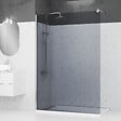 AURLANE - Paroi de Douche 140x200cm Verre Fumé 8mm - Barre de Fixation Extensible et Profil Chrome - vignette