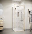 AURLANE - Porte de Douche Pivotante 80x180cm et Retour 80cm - Profil Or Brosse - Verre 5mm - GOLD ELEMENTARY - vignette