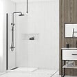 AURLANE - Paroi de Douche 80x200cm Verre Transparent - Profilé + Barre Plafond Noire - FREEDOM 2 BLACK - vignette