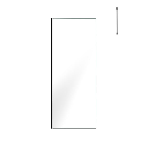 AURLANE - Paroi de Douche 80x200cm Verre Transparent - Profilé + Barre Plafond Noire - FREEDOM 2 BLACK - large
