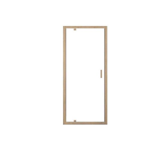 AURLANE - Porte de douche Pivotante 90x200cm - Profilés Aluminium effet Bois - Verre 6mm - WOOD CRUSH - large