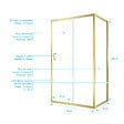 AURLANE - Pack Porte de Douche Coulissante 120x200cm et Retour 80cm - Profilés Or Doré Brossé - Verre 6mm - vignette