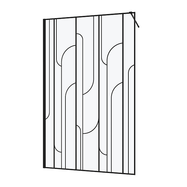 AURLANE - Paroi de douche à l'italienne 120x195cm Sérigraphie Art Déco Arrondie - Noir Mat - GATSBY - large