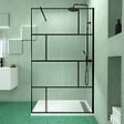 AURLANE - Pack Paroi de douche 120x195 cm + receveur en acrylique blanc effet pierre 120x80 cm - vignette