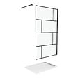 AURLANE - Pack Paroi de douche 120x195 cm + receveur en acrylique blanc effet pierre 120x80 cm - vignette