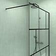 AURLANE - Pack Paroi de douche 120x195 cm + receveur en acrylique blanc effet pierre 120x80 cm - vignette