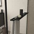 AURLANE - Paroi de Douche Noir Mat 140x200cm - Porte-serviette et étagère - DARK CONTOURING SHELF - vignette