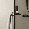 AURLANE - Paroi de Douche Noir Mat 140x200cm - Porte-serviette et étagère - DARK CONTOURING SHELF - vignette