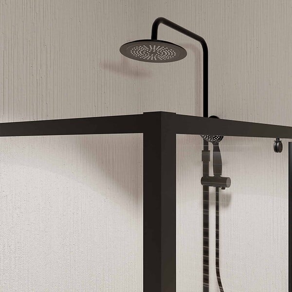 AURLANE - Paroi Retour porte de douche Noir 90x185cm - BLACK SLIDE - large