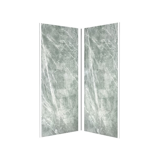 AURLANE - Pack de 2 Panneaux Muraux Pierre Artic Green 90+90x210 cm avec Profilés ANODISE BRILLANT - STONE'IT - large