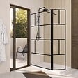 AURLANE - Paroi de Douche avec Volet Pivotant 100+40x195cm - Verre 8mm Anticalcaire - Motifs et Profilés Noir - vignette