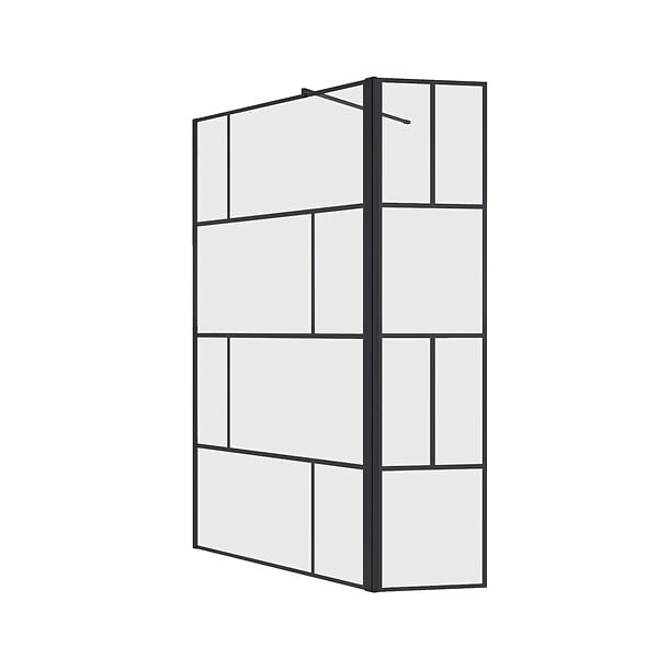 AURLANE - Paroi de Douche avec Volet Pivotant 100+40x195cm - Verre 8mm Anticalcaire - Motifs et Profilés Noir - large