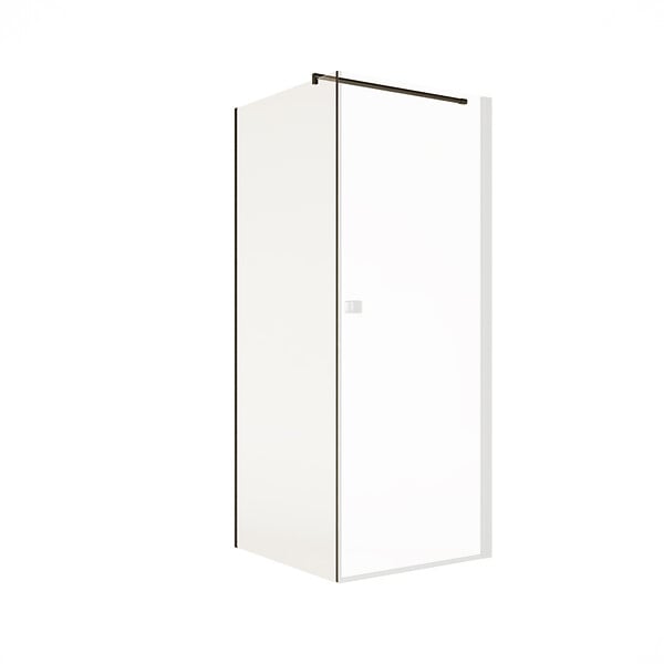 AURLANE - Paroi de retour 80x180 cm pour Porte de Douche - Verre Trempe 5mm - Finition Noire - DARK ELEMENTARY - large