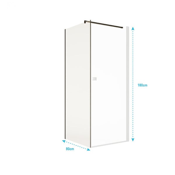 AURLANE - Paroi de retour 80x180 cm pour Porte de Douche - Verre Trempe 5mm - Finition Noire - DARK ELEMENTARY - large