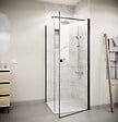 AURLANE - Paroi de retour 80x180 cm pour Porte de Douche - Verre Trempe 5mm - Finition Noire - DARK ELEMENTARY - vignette