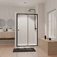 AURLANE - Porte de douche Coulissante Noir 100x185cm - Extensible de 98.5 à 112.5cm - BLACK SLIDE 100 - vignette