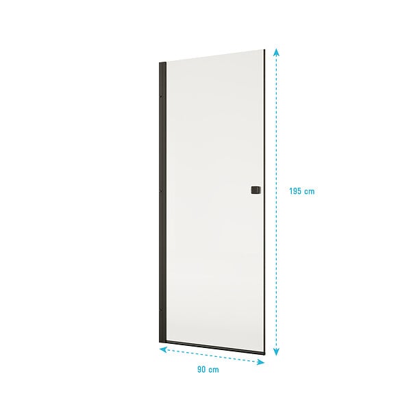 AURLANE - Porte de Douche Pivotante 90x195cm - Verre Trempe 8mm Anticalcaire - Alu Noir - DARK ELEMENTARY - large
