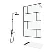 AURLANE - Paroi de Douche 120 cm Sérigraphie Noire et Receveur Blanc 80x120 + Colonne de Douche Mécanique - vignette