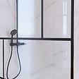 AURLANE - Paroi de Douche 120 cm Sérigraphie Noire et Receveur Blanc 80x120 + Colonne de Douche Mécanique - vignette