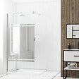 AURLANE - Paroi de Douche 100x200cm - Bande Miroir - Barre de Fixation Extensible et Profil Chrome - vignette