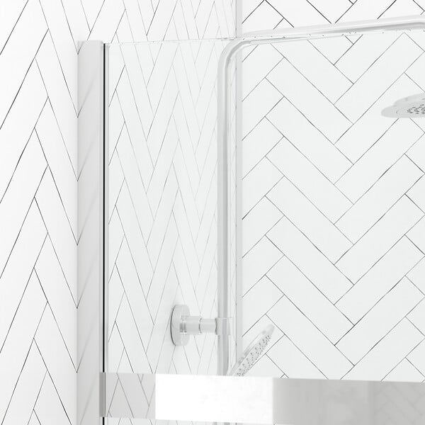 AURLANE - Paroi de Douche 100x200cm - Bande Miroir - Barre de Fixation Extensible et Profil Chrome - large