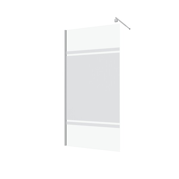 AURLANE - Paroi de Douche 100x200cm - Bande Miroir - Barre de Fixation Extensible et Profil Chrome - large